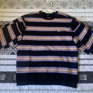 OvO october’s very own large multi color striped crew neck